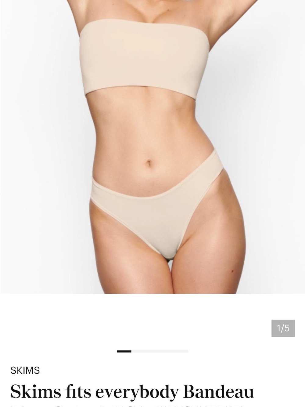 SKIMS Bandeau Top and High-Cut Brief Set in Light Beige